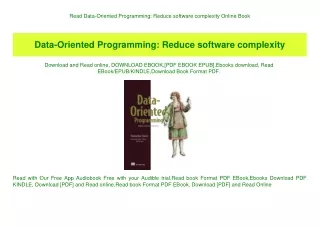 Read Data-Oriented Programming Reduce software complexity Online Book