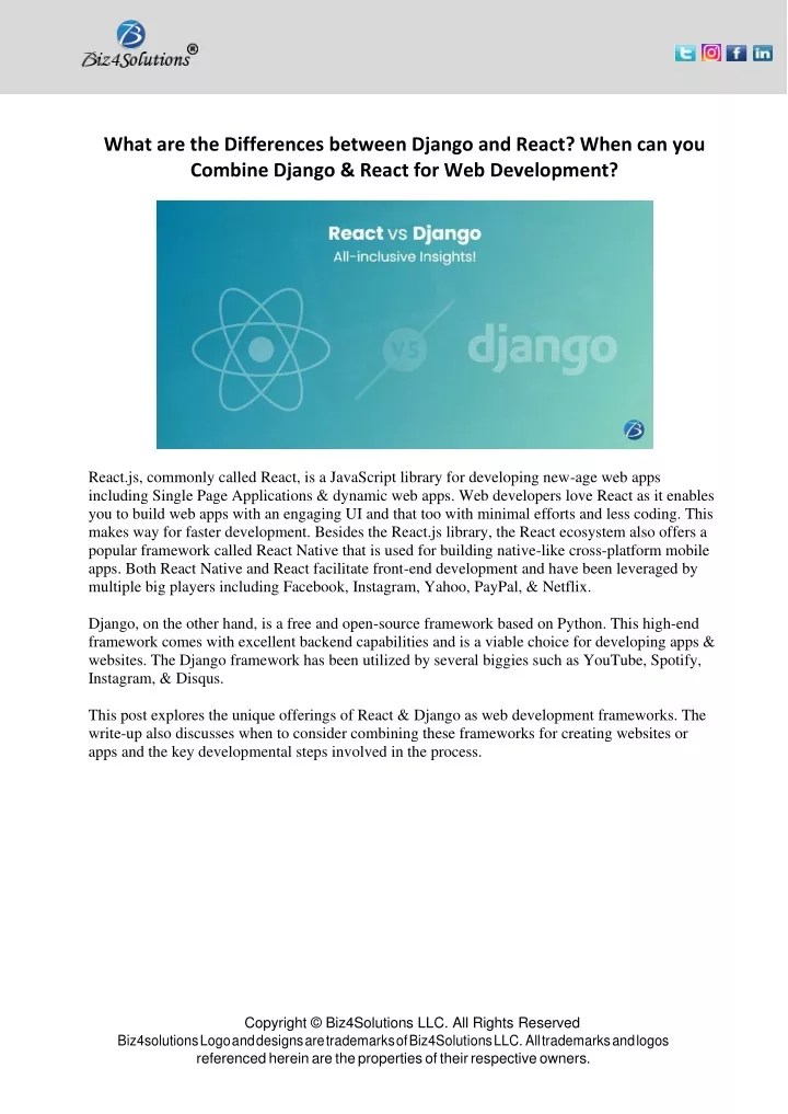 what are the differences between django and react