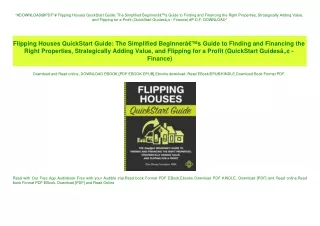^#DOWNLOAD@PDF^# Flipping Houses QuickStart Guide The Simplified BeginnerÃ¢Â€Â™s Guide to Finding an