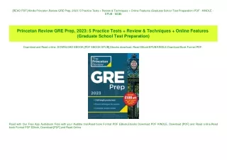 [READ PDF] Kindle Princeton Review GRE Prep  2023 5 Practice Tests   Review & Techniques   Online Fe