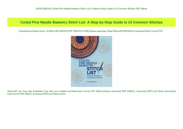 read ebook coiled pine needle basketry stitch