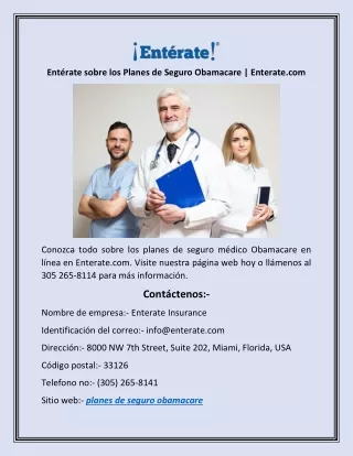 ent rate sobre los planes de seguro obamacare