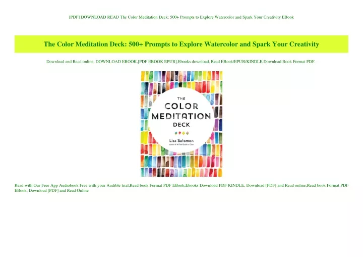 pdf download read the color meditation deck