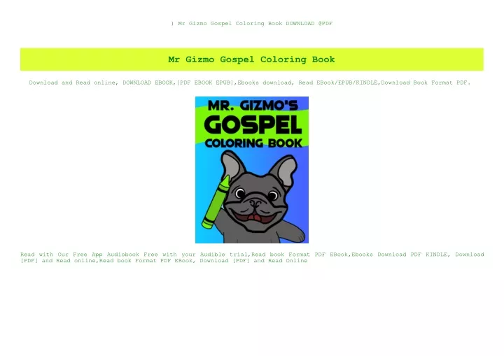 mr gizmo gospel coloring book download @pdf