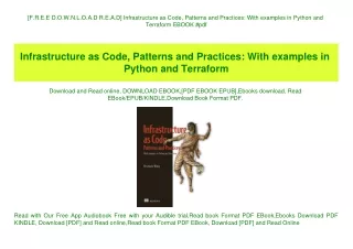 [F.R.E.E D.O.W.N.L.O.A.D R.E.A.D] Infrastructure as Code  Patterns and Practices With examples in Python and Terraform E