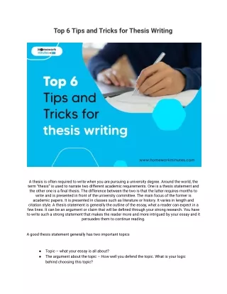 Top 6 Tips and Tricks for Thesis Writing