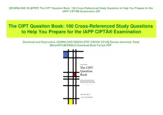 [DOWNLOAD IN @PDF] The CIPT Question Book 100 Cross-Referenced Study Questions to Help You Prepare for the IAPP CIPTÃ‚Â®