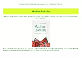[PDF] DOWNLOAD READ Machine Learning #P.D.F. FREE DOWNLOAD^