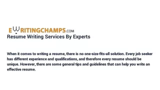 resume writing services by experts