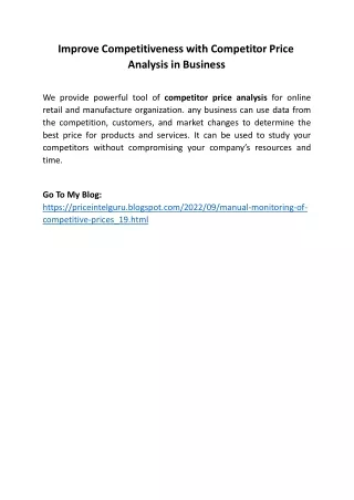 improve competitiveness with competitor price