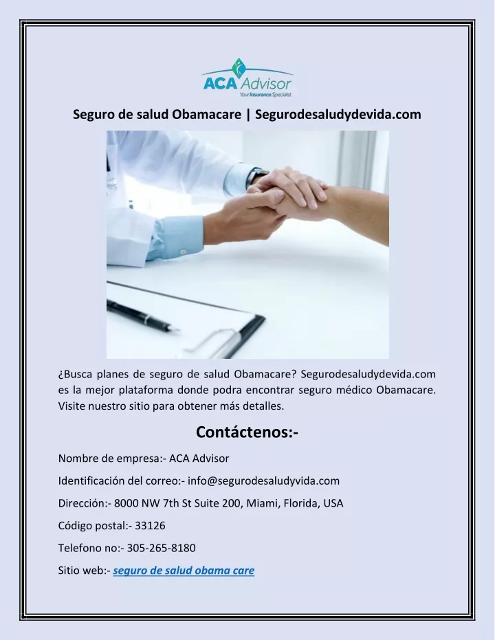 seguro de salud obamacare segurodesaludydevida com