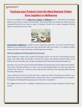 Purchase your Products from the Most Reputed Timber Floor Suppliers in Melbourne