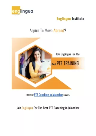 Join Englingua For The Best PTE Coaching in Jalandhar