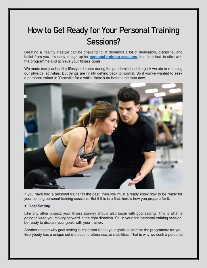 how to get ready for your personal training