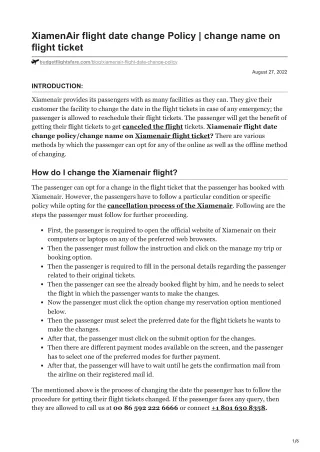 XiamenAir flight date change Policy
