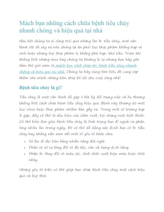 m ch b n nh ng c ch ch a b nh ti u ch y nhanh