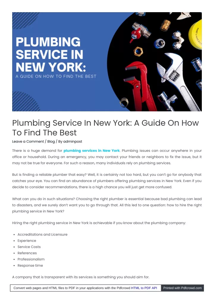 plumbing service in new york a guide