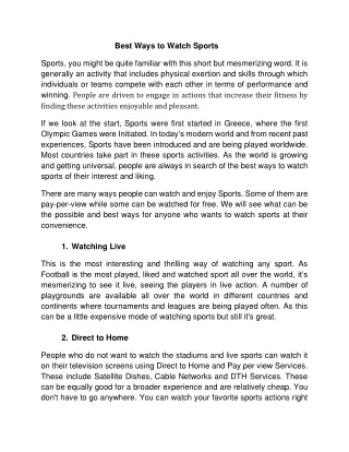 Best Ways to watch Sports