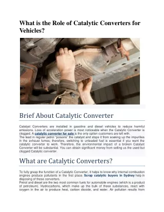 What is the Role of Catalytic Converters for Vehicles