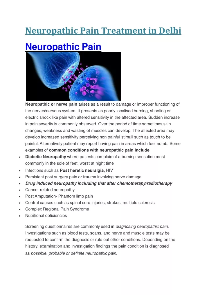 neuropathic pain treatment in delhi