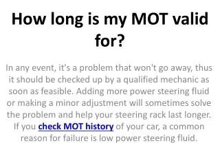 how long is my mot valid for