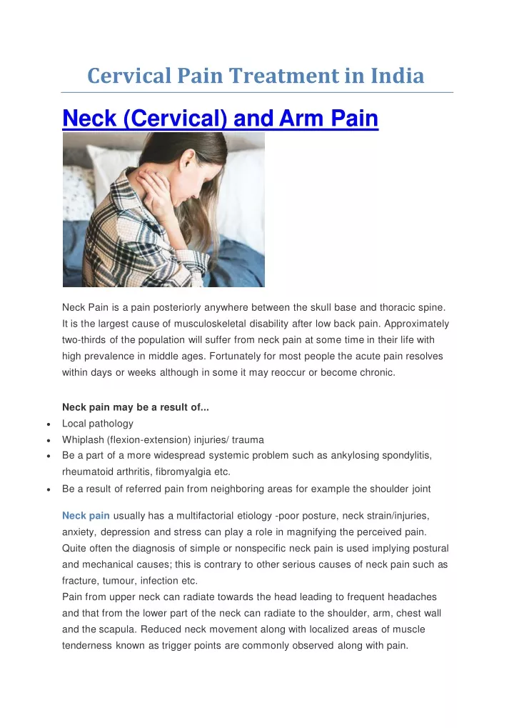 cervical pain treatment in india