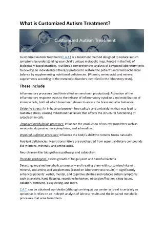 What is Customized Autism Treatment?