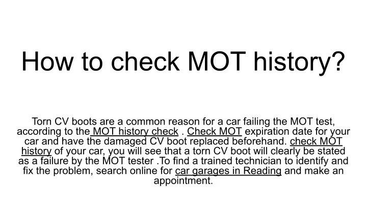 PPT How To Check MOT History PowerPoint Presentation Free Download   How To Check Mot History N 