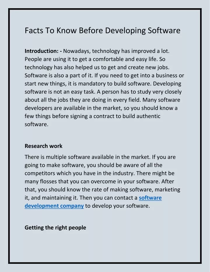 facts to know before developing software