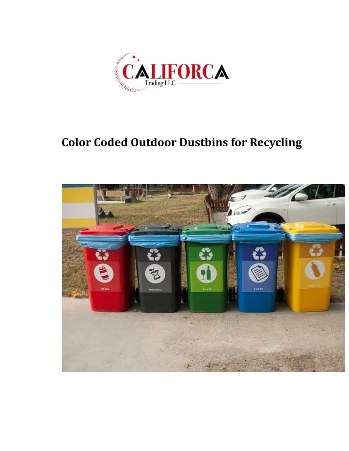 color coded outdoor dustbins for recycling