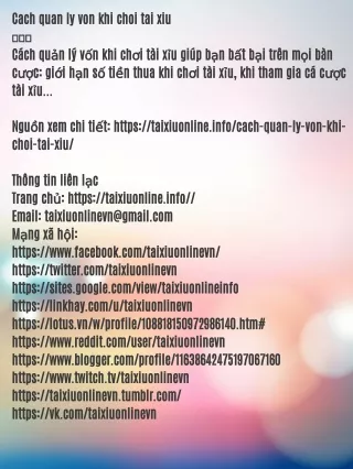 Cach quan ly von khi choi tai xiu