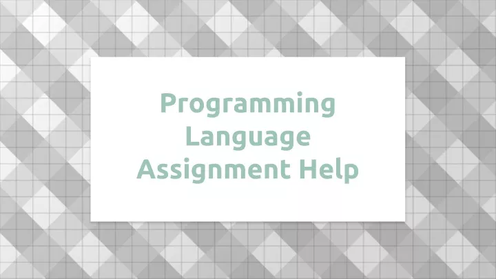 programming language assignment help