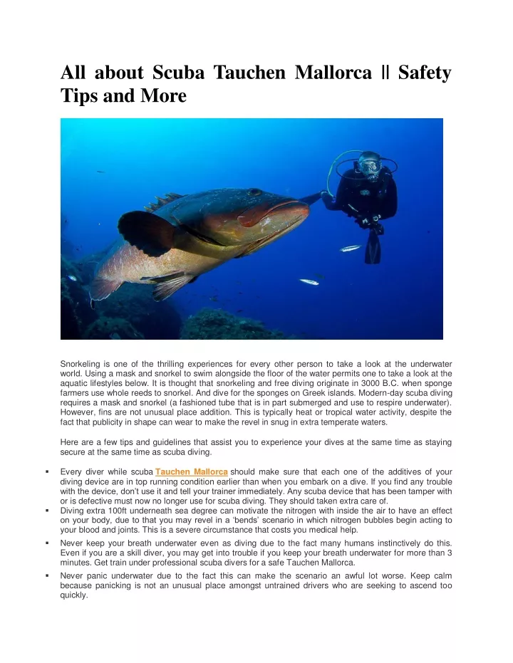 all about scuba tauchen mallorca safety tips