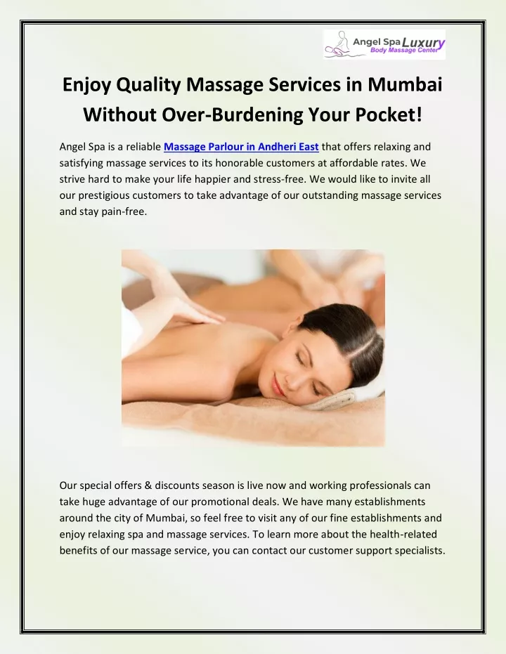 enjoy quality massage services in mumbai without