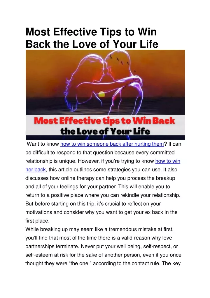 most effective tips to win back the love of your life