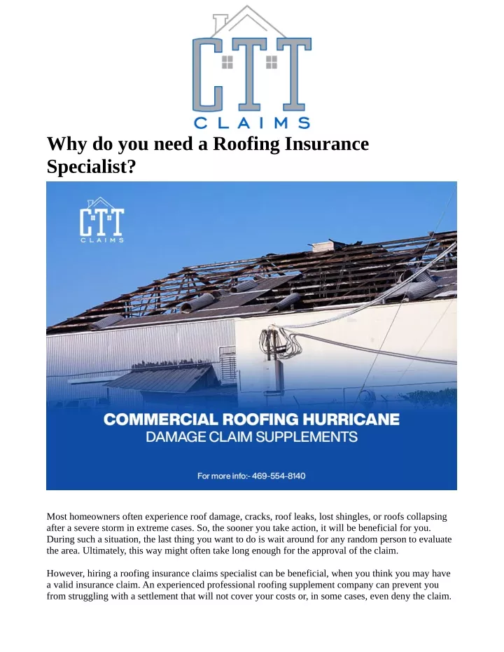 why do you need a roofing insurance specialist