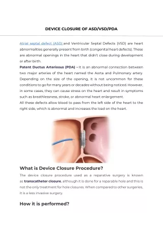 device closure of asd vsd pda