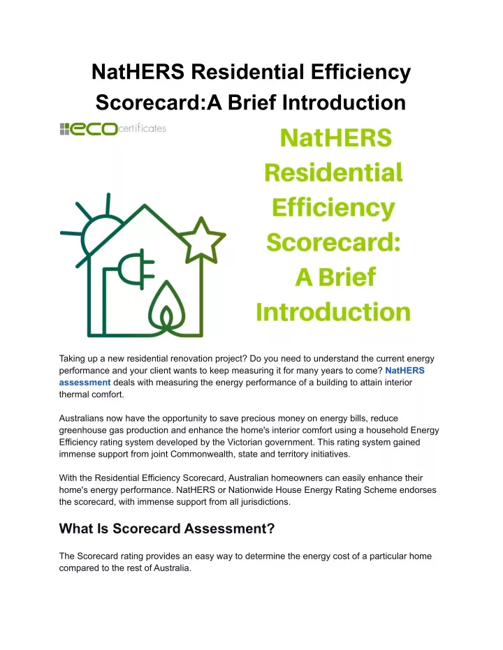 nathers residential efficiency scorecard a brief
