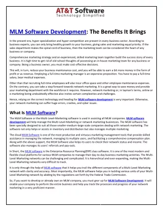 mlm software development the benefits it brings