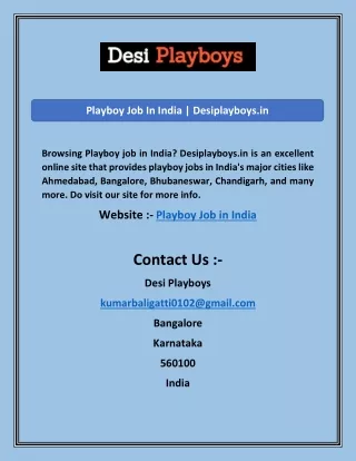 Playboy Job In India | Desiplayboys.in