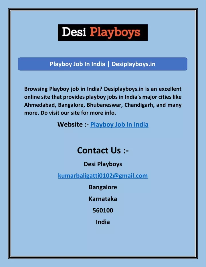 playboy job in india desiplayboys in