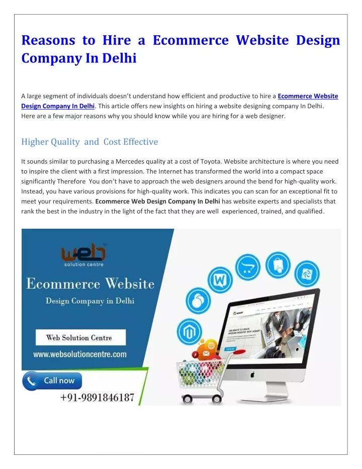reasons to hire a ecommerce website design