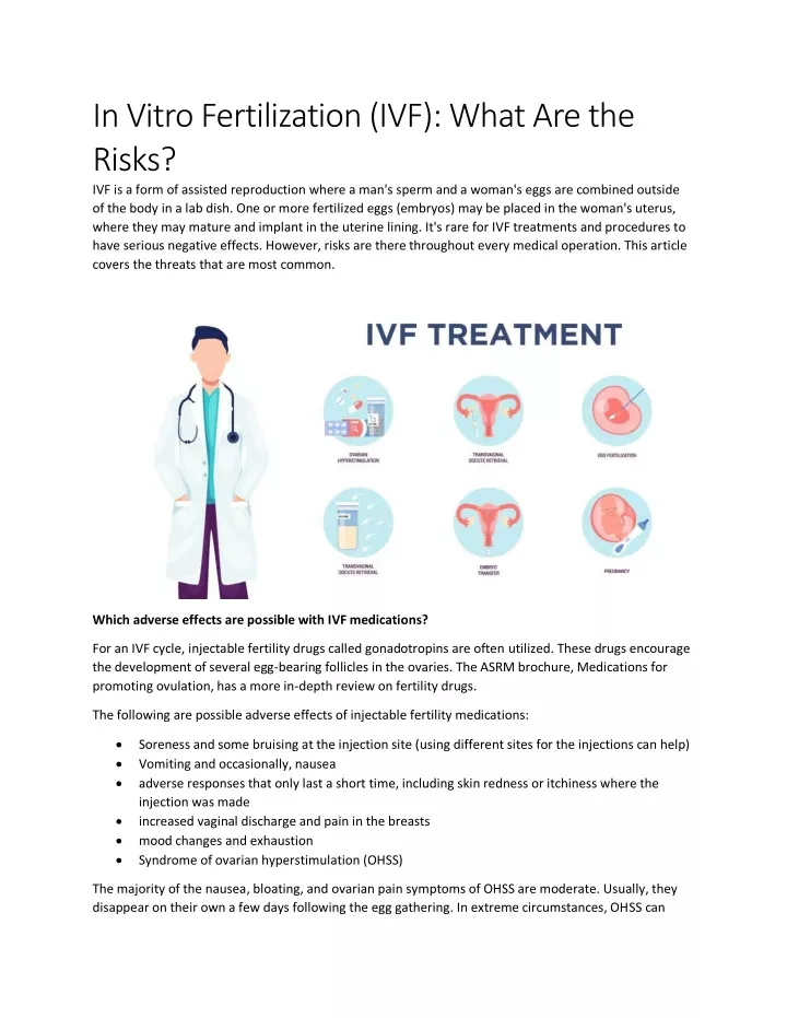 in vitro fertilization ivf what are the risks