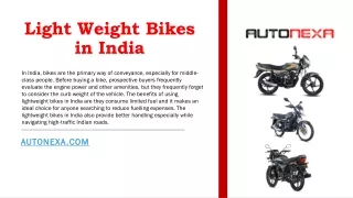 Light Weight Bikes in India PPT