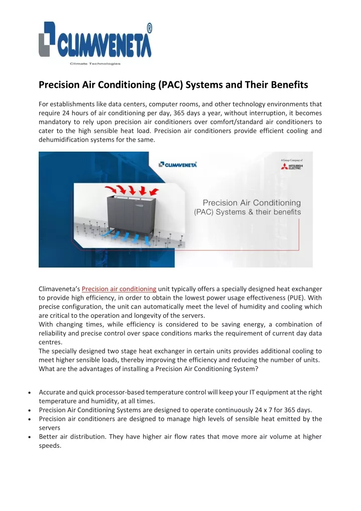 precision air conditioning pac systems and their
