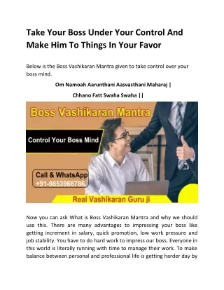 take your boss under your control and make