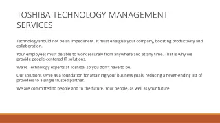 TOSHIBA TECHNOLOGY MANAGEMENT SERVICES IN DELAWARE