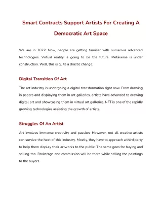 smart contracts support artists for creating a