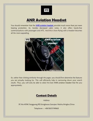 ANR Aviation Headset