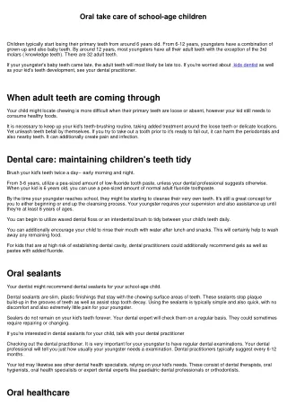Dental care for school-age children